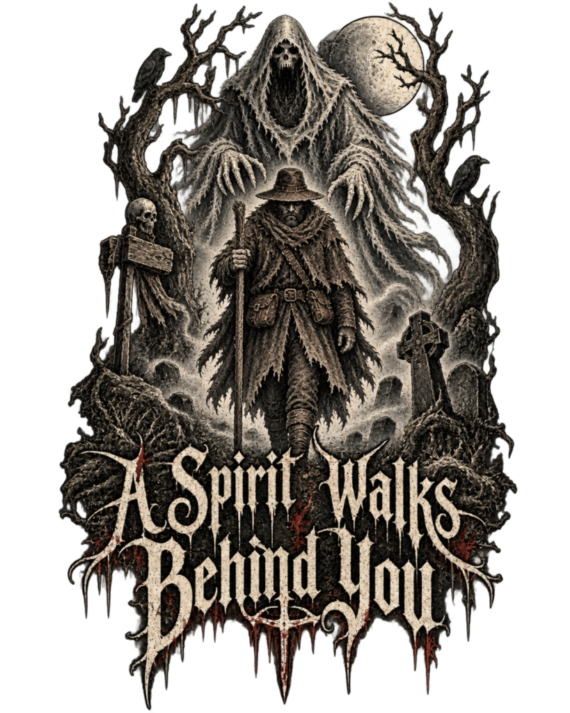 A SPIRIT WALKS BEHIND YOU free Halloween PNG design