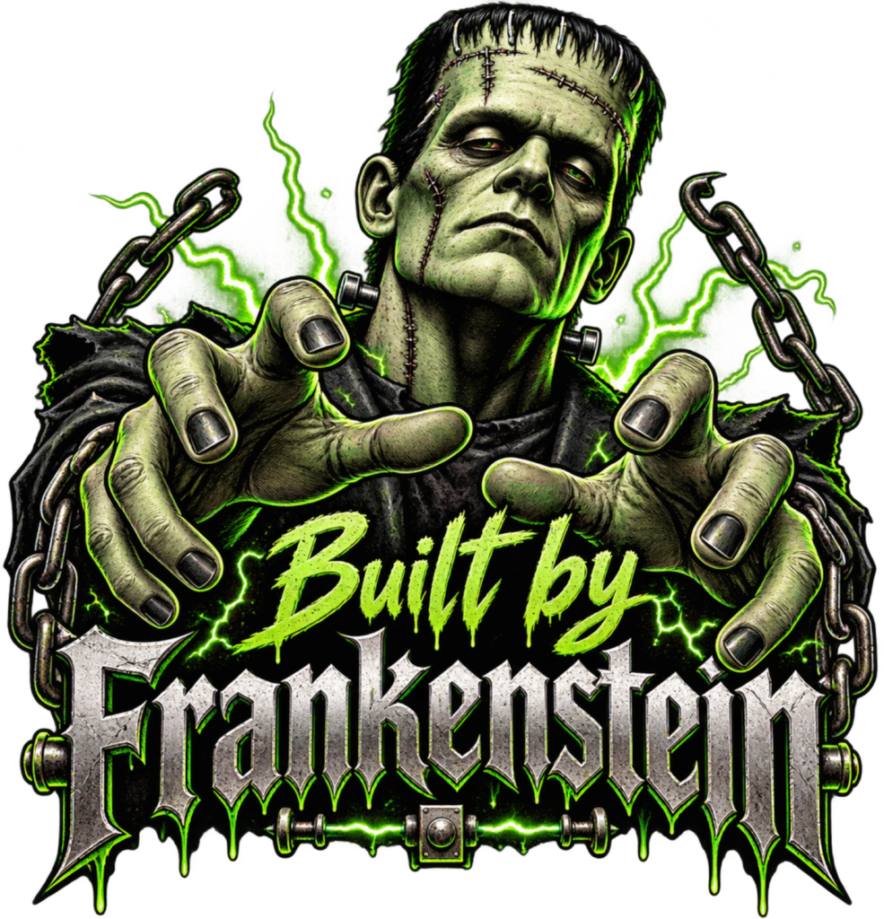 BUILT BY FRANKENSTEIN free Halloween PNG design