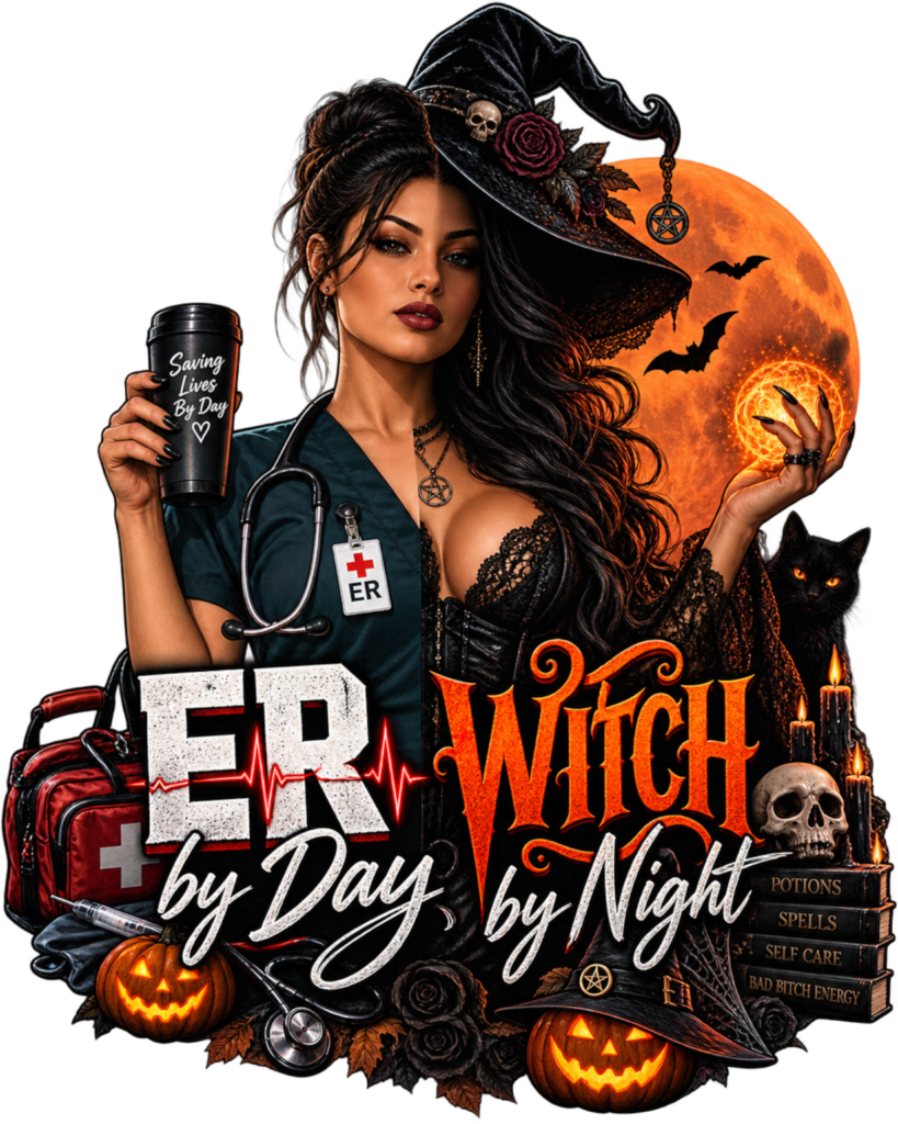Er by Day Witch by Night free Halloween PNG design