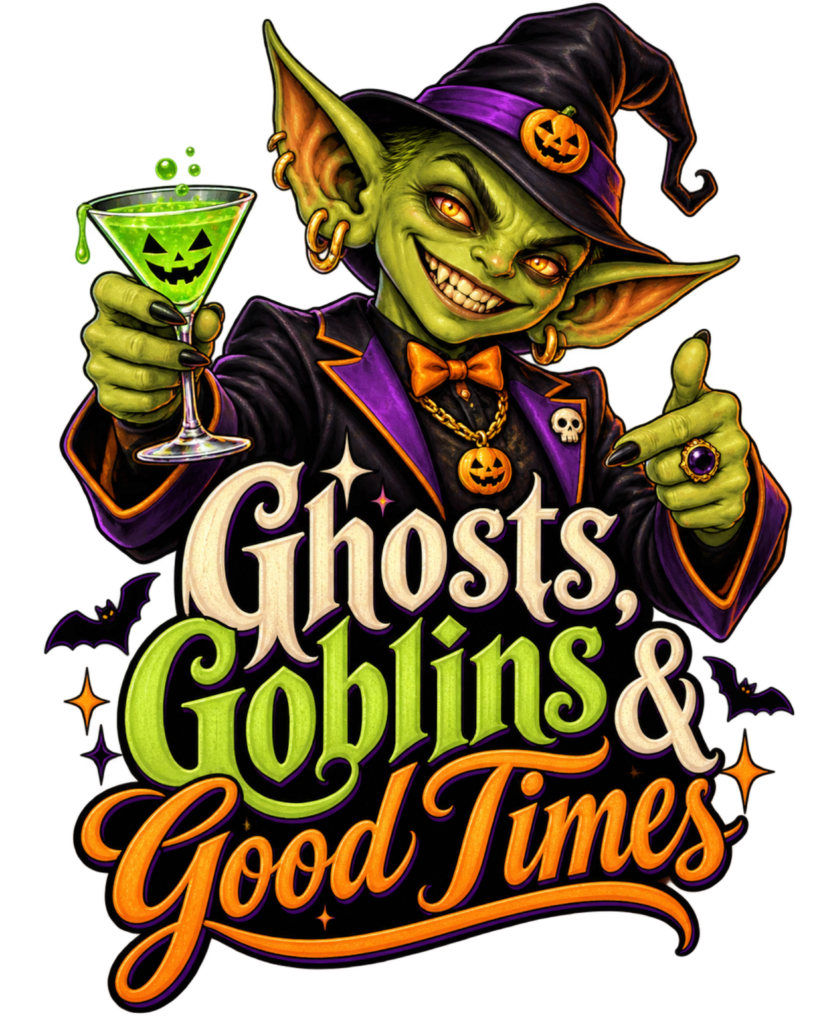 GHOSTS GOBLINS AND GOOD TIMES free Halloween PNG design