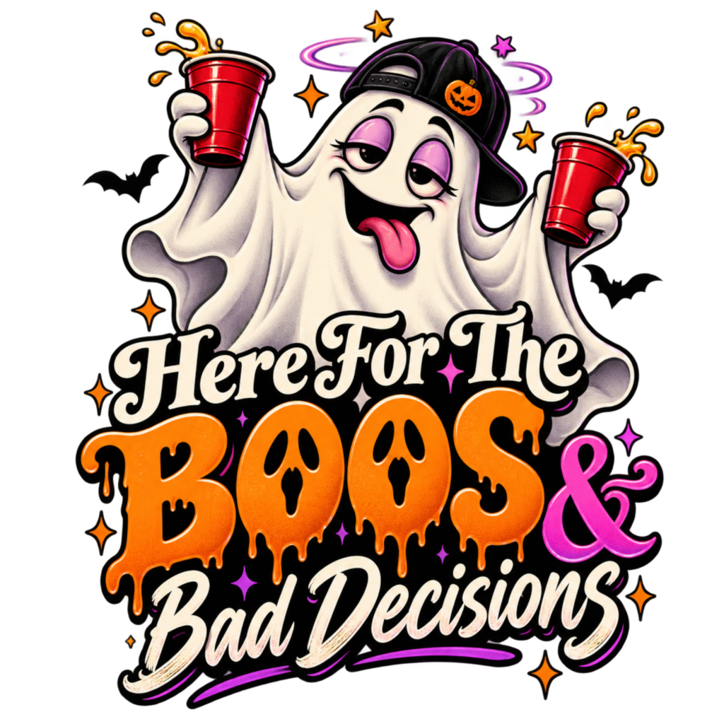 Here For The Boos & Bad Decisions free Halloween PNG design