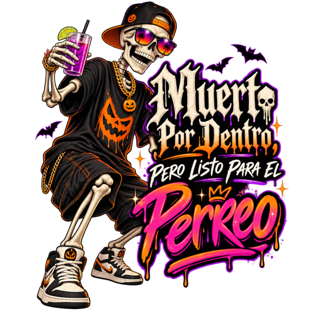 Muerto Por Dentro, Pero Listo Para El Perreo free Halloween PNG design