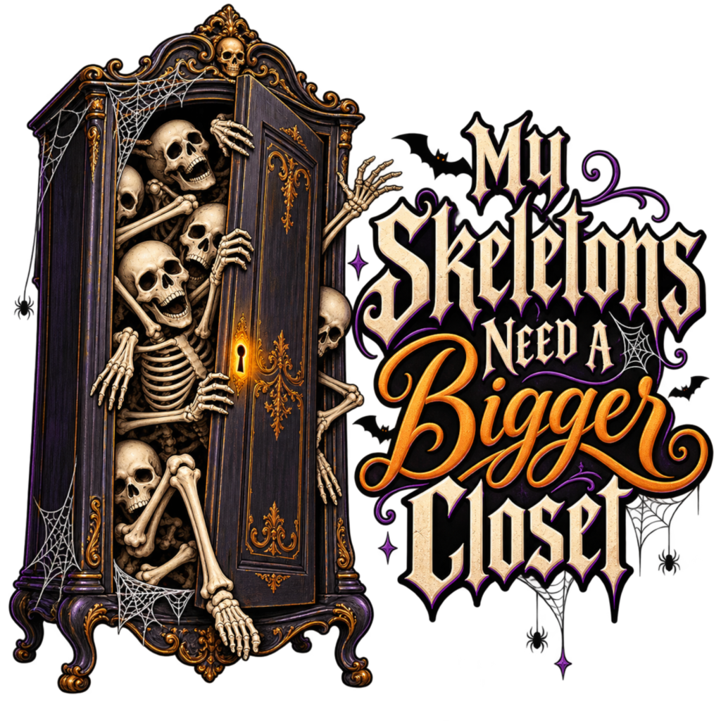 MY SKELETONS NEED A BIGGER CLOSET free Halloween PNG design