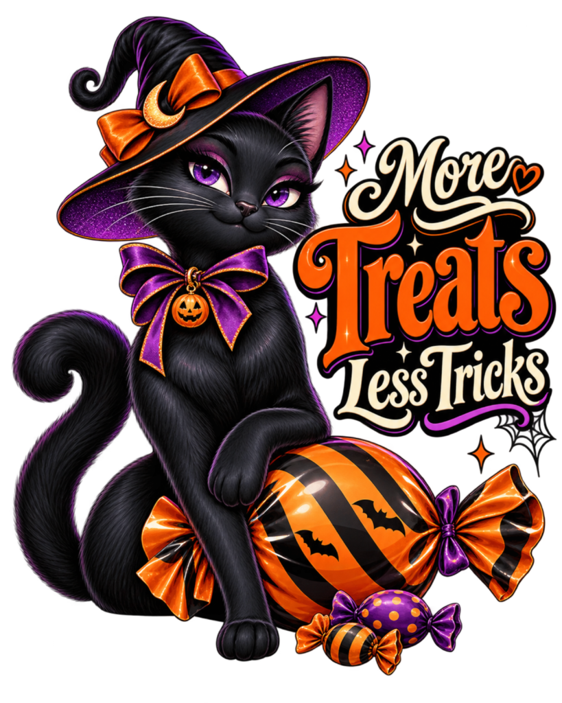 More Treats Less Tricks free Halloween PNG design