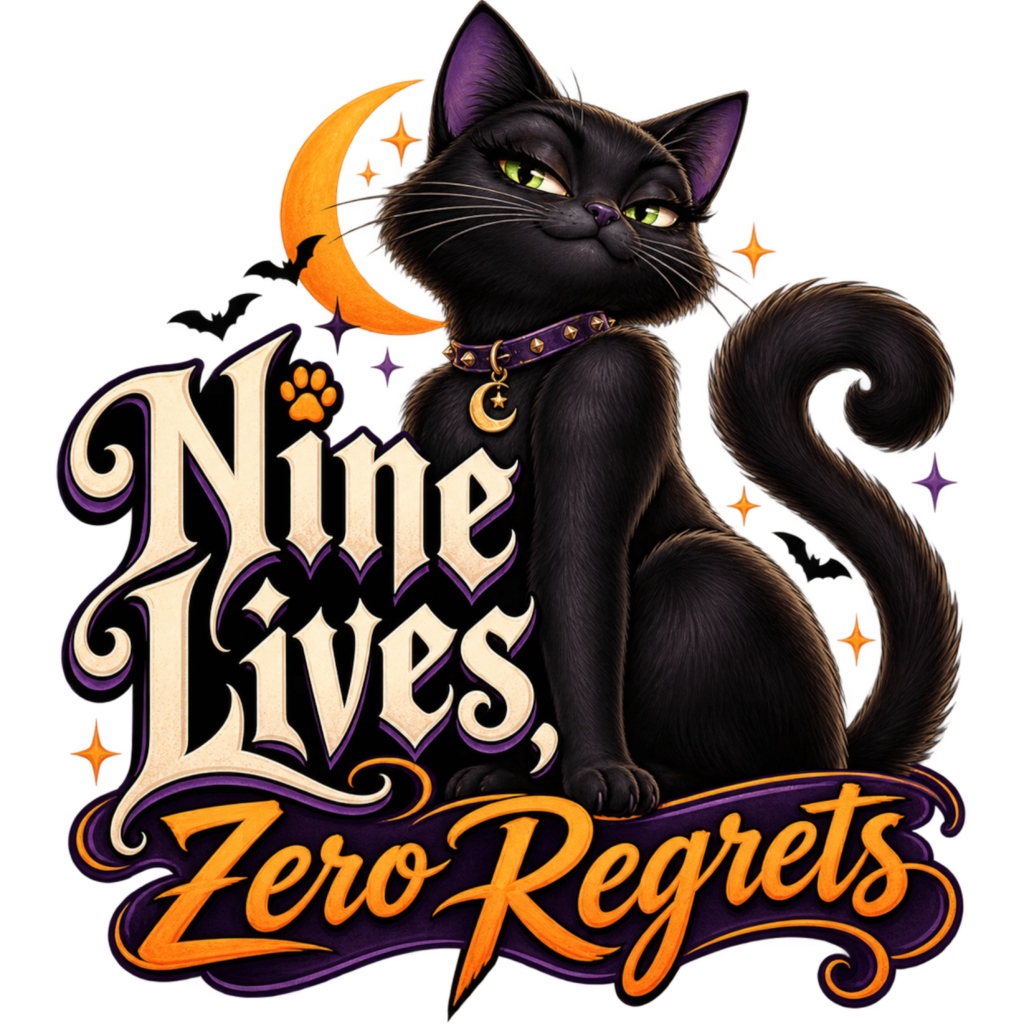 Nine-Lives-Zero-Regrets free Halloween PNG design