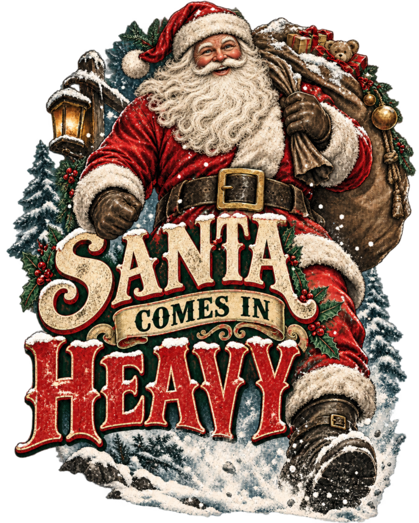 Santa Comes in Heavy free PNG design