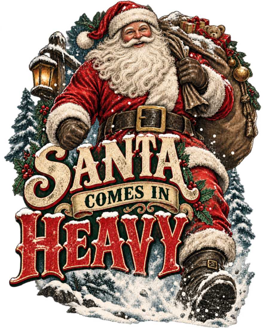Santa Comes in Heavy free PNG design