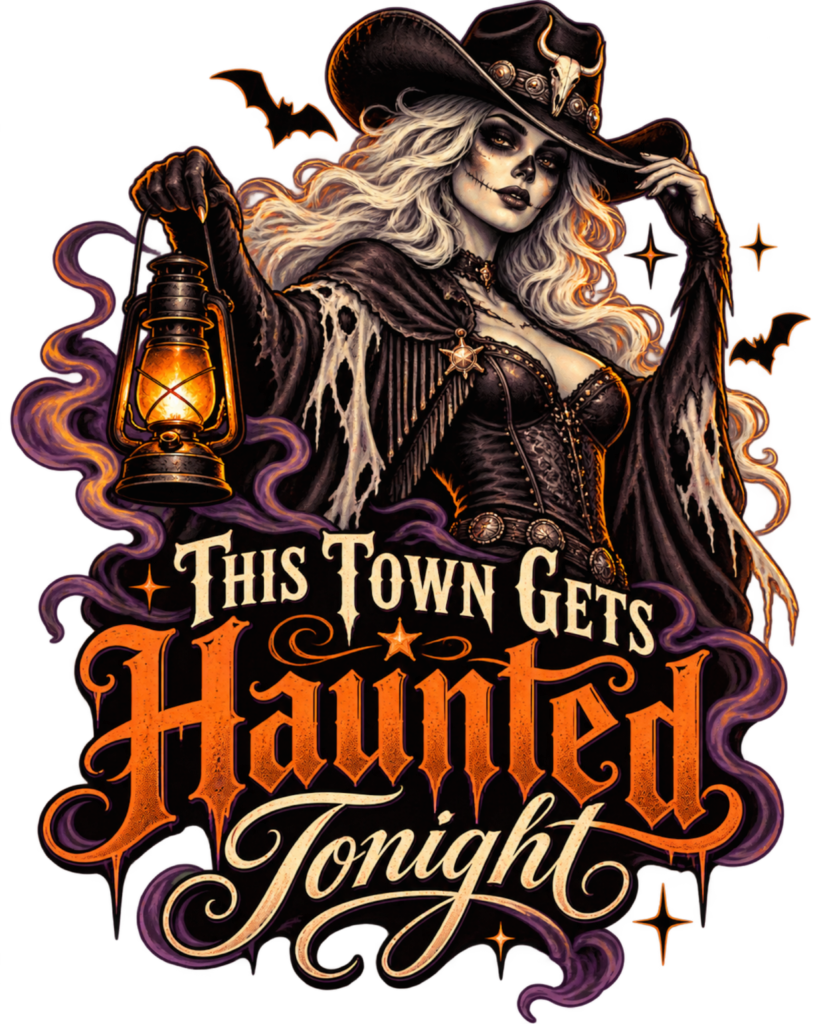 THIS TOWN GETS HAUNTED TONIGHT free Halloween PNG design