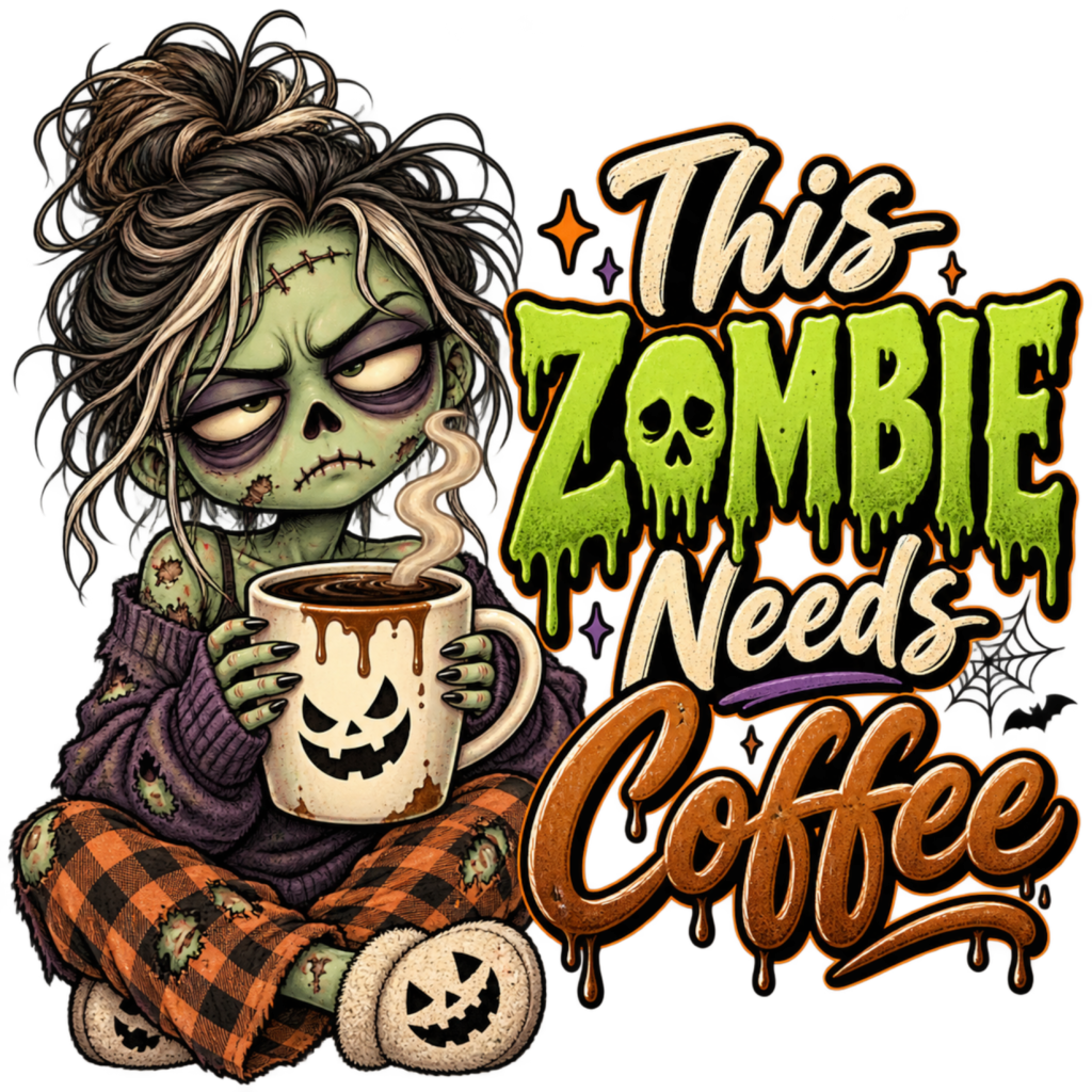 This-Zombie-Needs-Coffee free Halloween PNG design