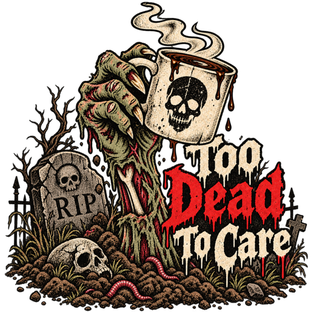 Too Dead To Care free Halloween PNG design