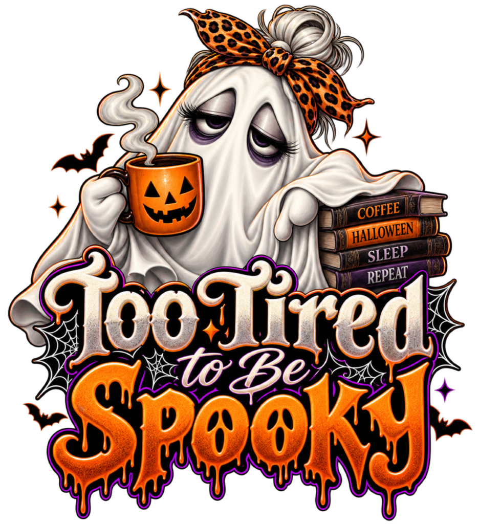Too Tired To Be Spooky free Halloween PNG design