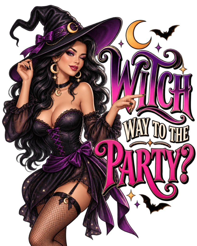 WITCH WAY TO PARTY free Halloween PNG design