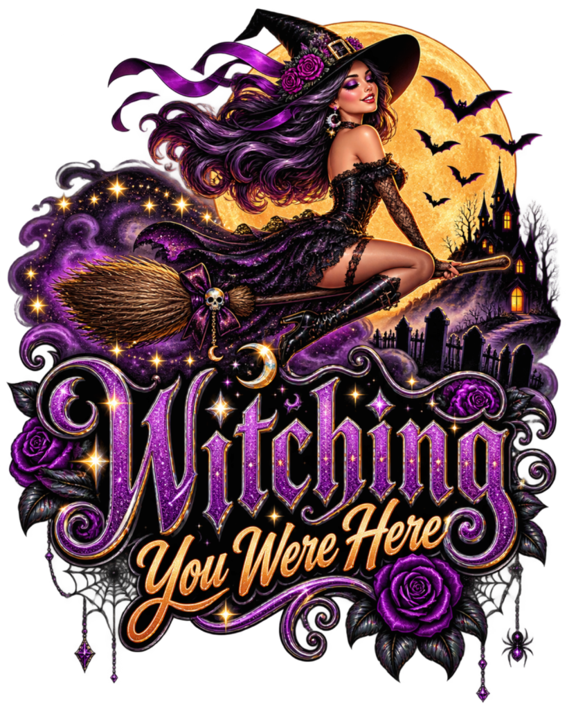Witching You Were Here free Halloween PNG design